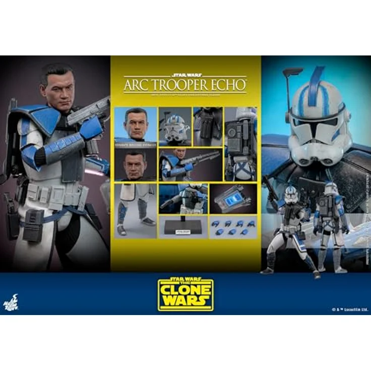 Hot Toys Star Wars: The Clone Wars 1/6 Actionfigur Arc Trooper Echo, 30 cm, mit Fensterbox und Schuber – Bild 9