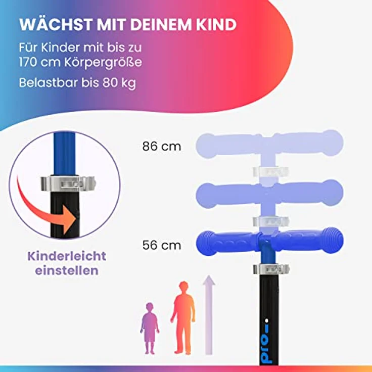 fun pro Two Roller Kinder 6 Jahre, LED Räder Tretroller, Faltbar, bis 80KG, Premium Scooter Hamburg, erweiterte Garantie – Bild 4