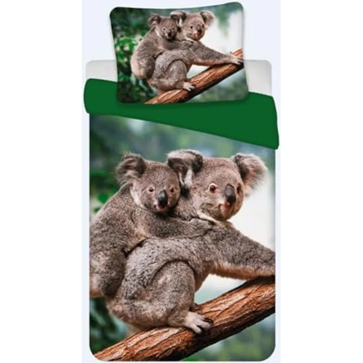 BrandMac Bettwäsche Set mit Koala 135 x 200 cm 80 x 80 cm 100% Baumwolle, atmungsaktiv und temperaturausgleichend