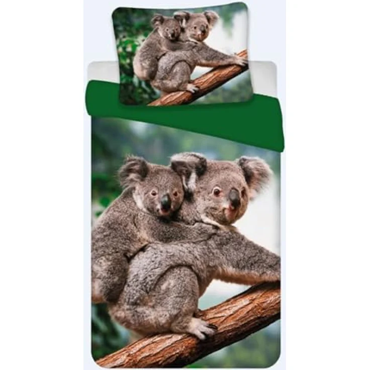 BrandMac Bettwäsche Set mit Koala 135 x 200 cm 80 x 80 cm 100% Baumwolle, atmungsaktiv und temperaturausgleichend – Bild 1