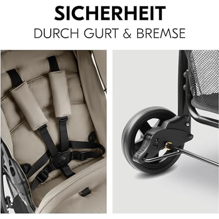 hauck Buggy Sport, Ultra Leicht mit Liegefunktion, kompakt zusammenklappbar, für Kinder bis 15 kg, extra großer Korb (Beige) – Bild 5