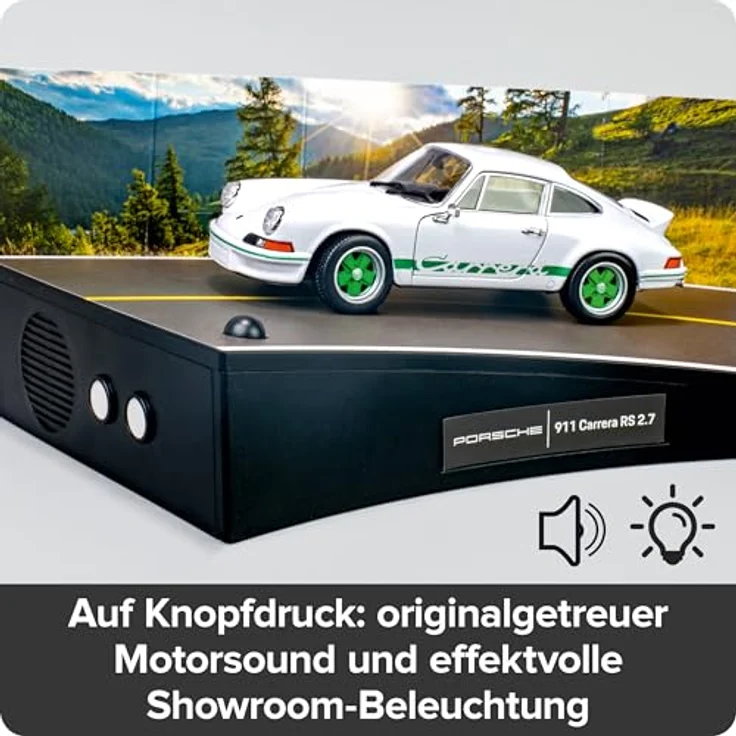 Franzis 67267 Porsche 911 Carrera RS 2.7, Modellbausatz im Maßstab 1:24 mit Soundmodul, LED-Beleuchtung und Begleitbuch, weiß – Bild 4