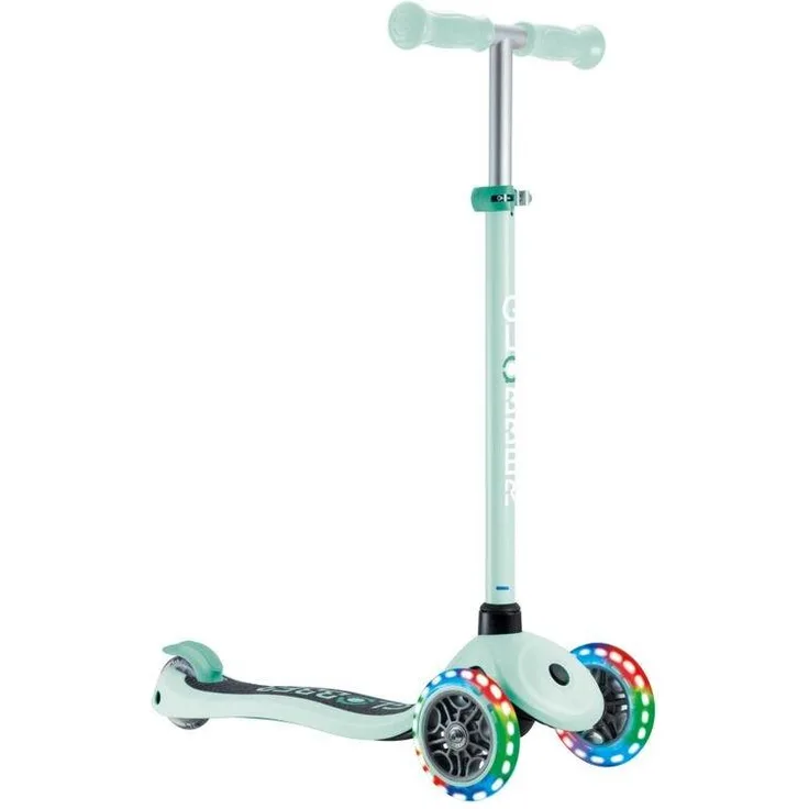 Globber Scooter Commute - Primo Lights V2 - Tretroller mit verstellbarem Aluminiumlenker, leuchtenden Rädern und stabiler Konstruktion, minze