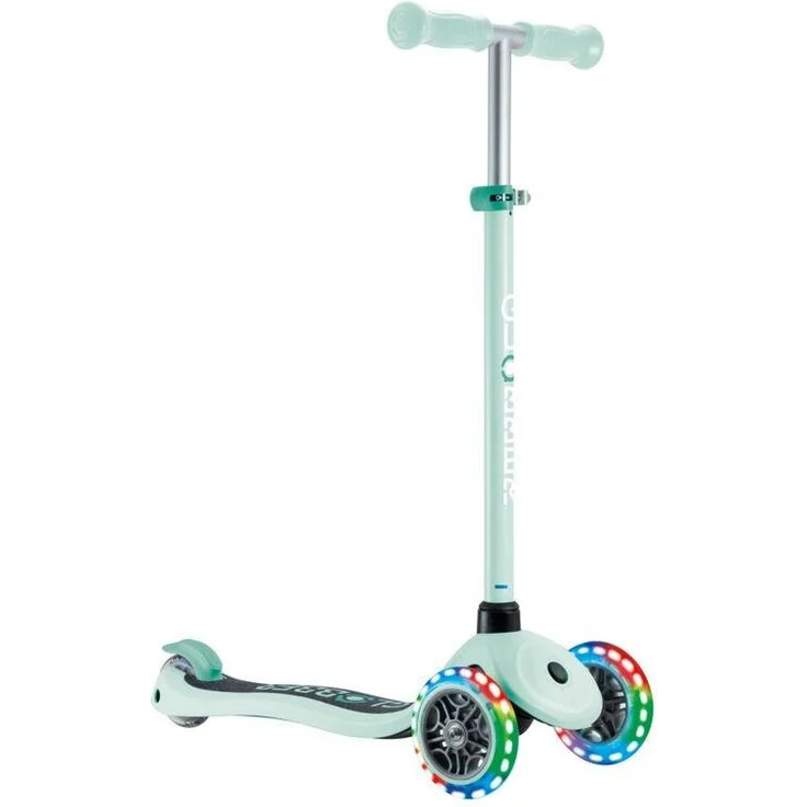 Globber Scooter Commute - Primo Lights V2 - Tretroller mit verstellbarem Aluminiumlenker, leuchtenden Rädern und stabiler Konstruktion, minze