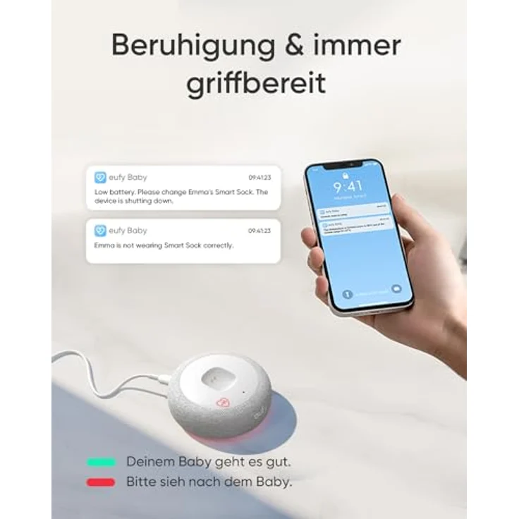 eufy Baby S340 Smart Sock Babyphone, 2,4 GHz WLAN, 2K-Kamera, Schlaf- und Vitaldatenüberwachung, KI-Weinerkennung, Schwenk- & Neigefunktion, ohne monatliche Gebühren – Bild 5