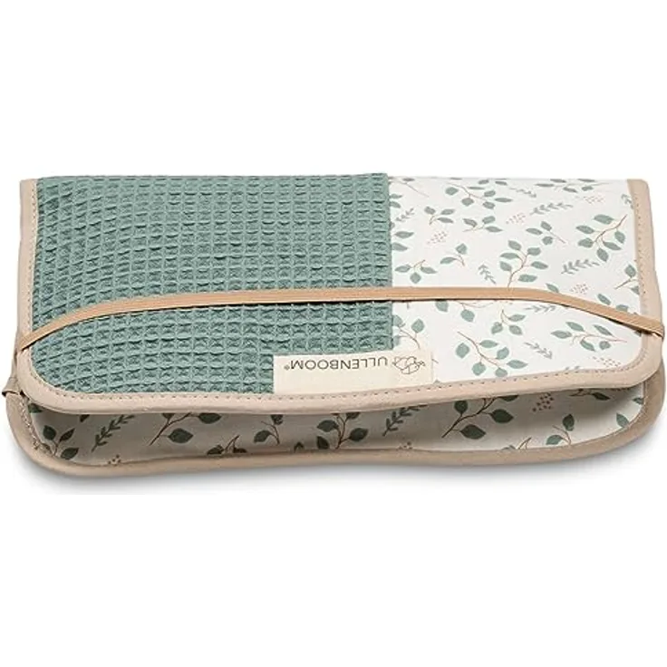 ULLENBOOM ® Windeltasche Floral-Grün, Wickeltasche für bis zu 3 Windeln mit Feuchttücher-Organizer, 100% Baumwolle, Made in EU