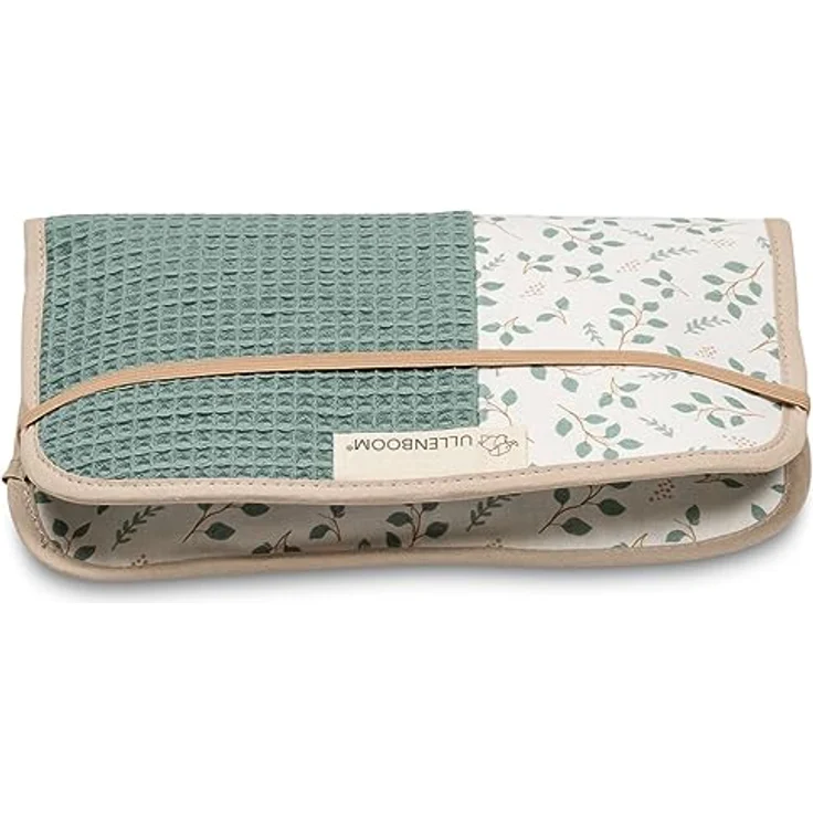 ULLENBOOM ® Windeltasche Floral-Grün, Wickeltasche für bis zu 3 Windeln mit Feuchttücher-Organizer, 100% Baumwolle, Made in EU – Bild 1