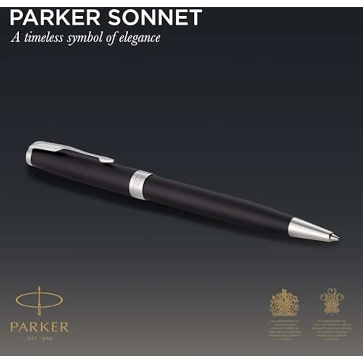 Parker Pen Sonnet, Füllfederhalter in Schwarz und Silver, elegantes Design und höchste Qualität – Bild 2