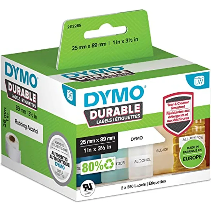 DYMO 2112285 Etiketten Rolle 89 x 25mm Polypropylen-Folie Weiß 700 St. Permanent Universal-Etikette