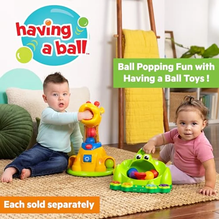 Bright Starts Poppin' Ball Frog, Lernspielzeug mit Licht und Sound für Babys ab 6 Monaten, inkl. 5 Bällen – Bild 9