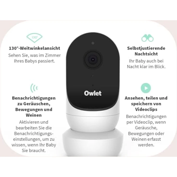 OWLET Dream Sock & Cam 2 Bundle - Pulsoximeter, Liveübertragung der Sauerstoffsättigung, Herzfrequenz -und des Schlafverhaltens (Dusty Rose Set) - Medizinisch geprüft, Echtzeitüberwachung, Backup in Owlet Cloud – Bild 3