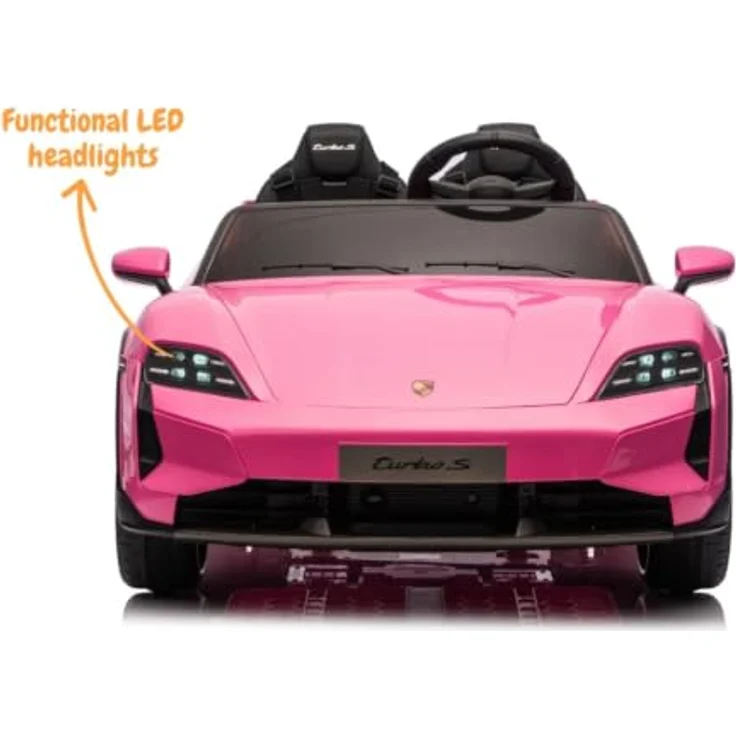 Porsche Taycan Turbo S Elektro Kinderauto 24V, 2 Sitzer für 2 bis 6 Jahre, rosa, mit MP3-Player und Fernbedienung – Bild 4
