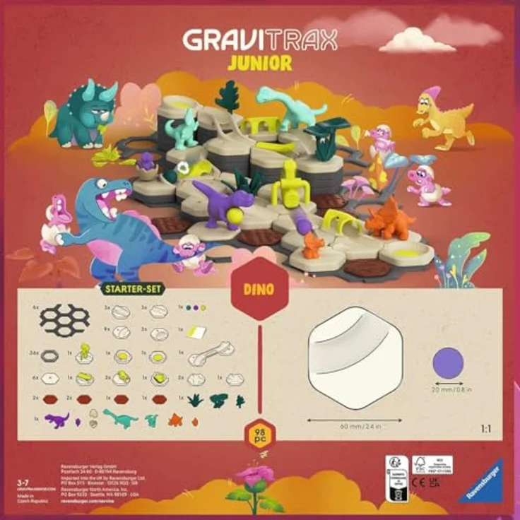 Ravensburger GraviTrax Junior - Starter-Set L Dino, interaktives Kugelbahnsystem mit Dino-Figuren aus Holz-Biokunststoff für Kinder ab 3 Jahren – Bild 2