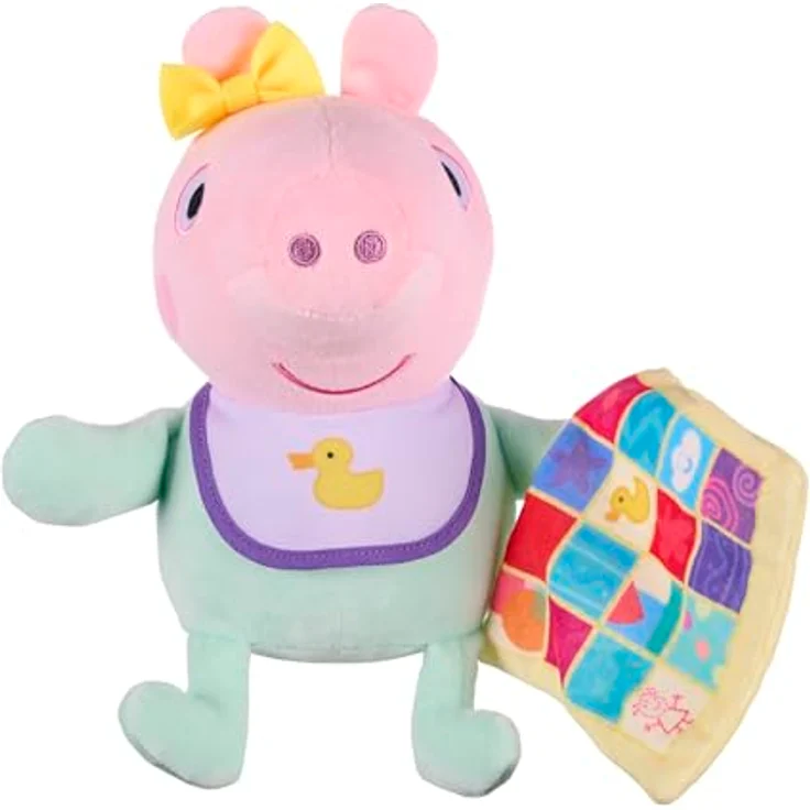 Peppa Pig Baby Evie mit Decke, Plüsch Kuscheltier Vorschulspielzeug für Kinder ab 18 Monaten, authentisches Peppa Pig Styling – Bild 2
