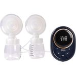 BÉABA Elektrische Doppel-Milchpumpe, halb liegend anwendbar, 3 Modi, 9 Stufen, geräuschlos, großes Fassungsvermögen 180mL, Nachtlicht, Timer, Memory-Funktion, Night blue