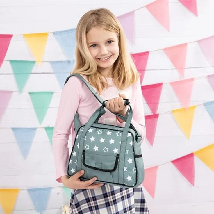 Bayer Design 69058AA Wickeltasche für Puppen, mit Winkelunterlage und Stoffwindel, Nordisches Grün – Bild 5