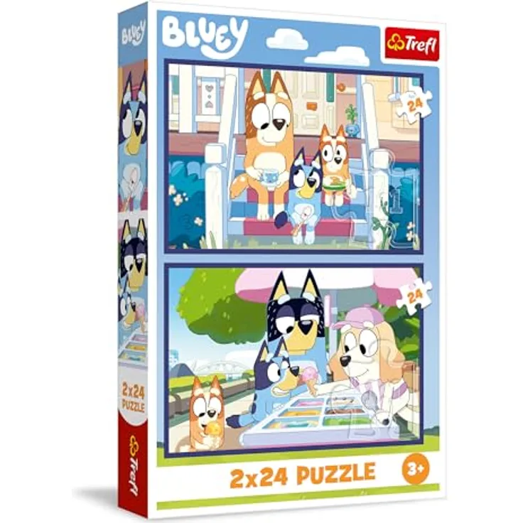 Trefl 2in1 Puzzle: Bluey, Set mit 2 x 24 Teilen für Kinder ab 3 Jahren, farbenfrohe Illustrationen