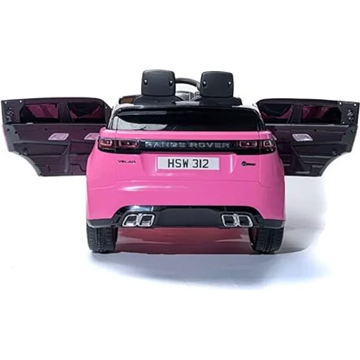 FINOOS Range Rover Velar Kinder Elektroauto 12V, lizenziert, mit RC Fernbedienung, LED Beleuchtung, Audioschnittstellen, rosa – Bild 5