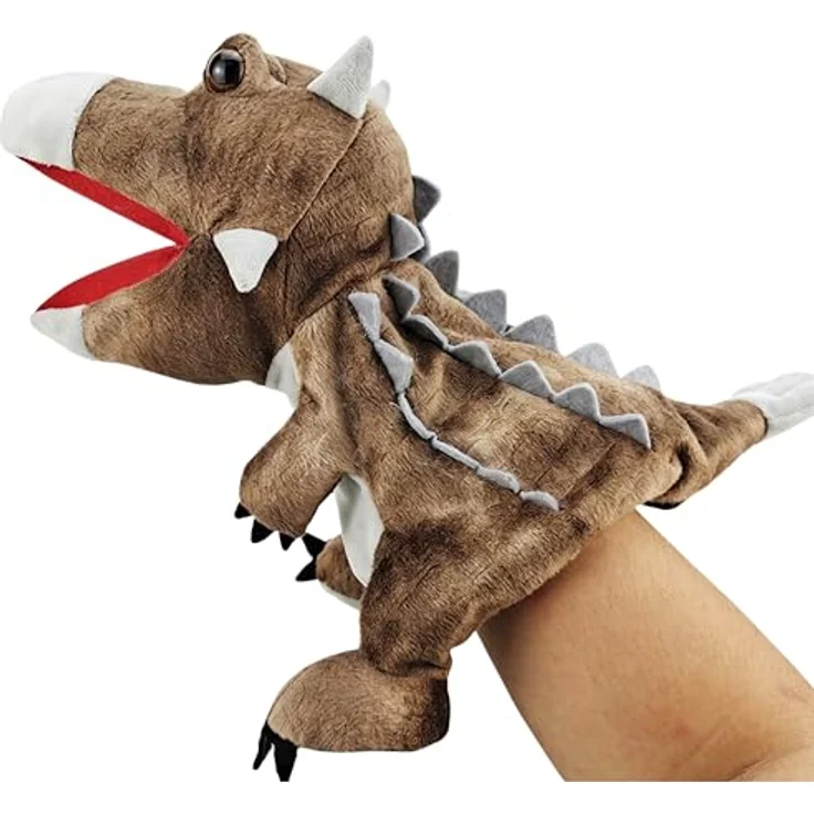 LOMTRATS Dinosaurier-Handpuppen Set, Triceratops und Tyrannosaurus Rex mit beweglichen Mündern, ca. 30 cm, für fantasievolles Spiel und Geschichtenerzählen – Bild 1