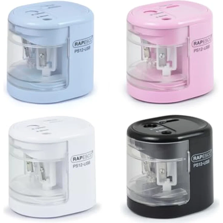 RAPESCO PS12-USB, Elektrischer Anspitzer in Weiß mit Dual-Antrieb und Auto-Stopp-Funktion, geeignet für Stifte 6-12mm – Bild 8