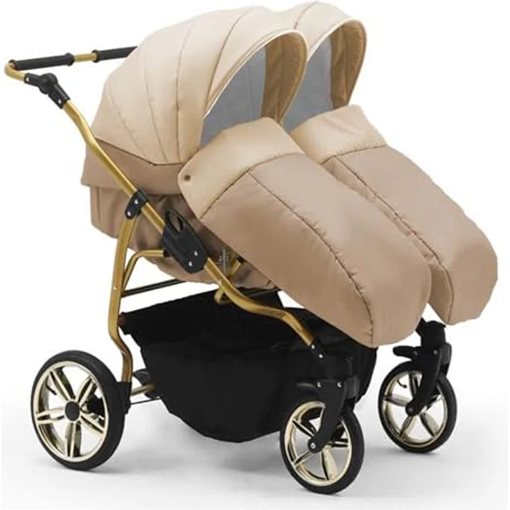 Elcar Zwillingskinderwagen 5 in 1 Duet Lux Goldedition inkl. Autositze und Iso Bases - 14 Teile - in 20 Farben – Bild 3