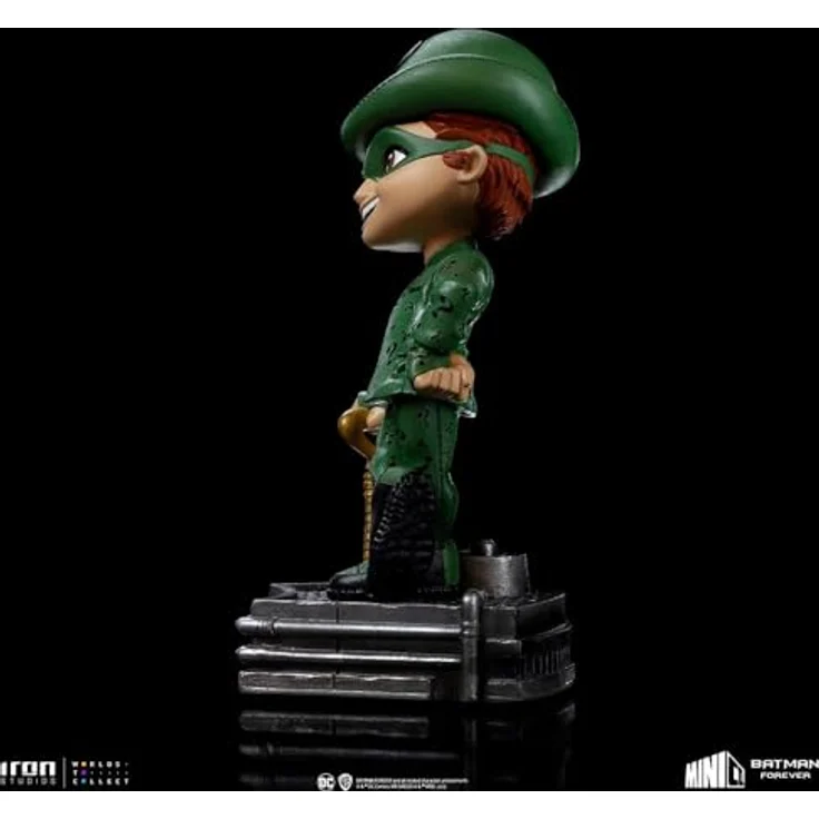 Iron Studios MiniCo Riddler Statue, 15cm detailreiche Figur aus Batman Forever mit grünem Anzug und Bowlerhut – Bild 5