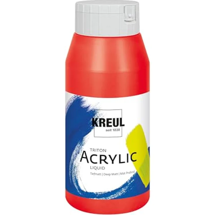 KREUL Triton Acrylic Liquid Fränkisch Rot 750 ml, Hochwertige Künstler-Acrylfarbe in Studienqualität, wasserbasierend, tiefmatt und schnell trocknend – Bild 1