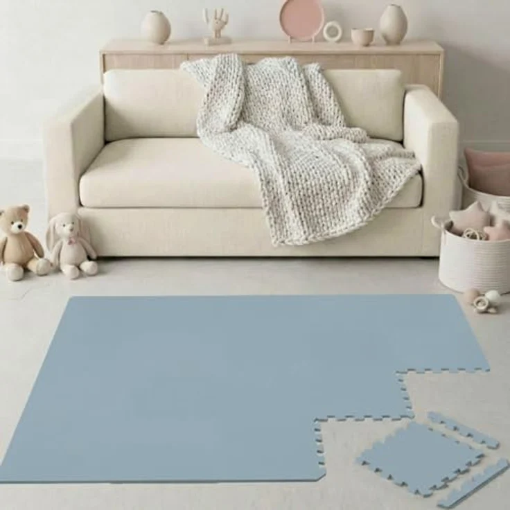 LittleTom Puzzlematte für Kinder, TÜV geprüfte Krabbelmatte in modernen Pastelltönen, 18 Teile 30x30 cm, beidseitig verwendbar, wasserfest und stoßfest, ideal für drinnen und draußen – Bild 1