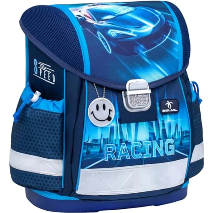 Belmil Classy Schulranzen Set 4-teilig (403-13/AG/S) Racing Blue Neon 2, leichter wasserdichter Schulranzen mit Brustgurt – Bild 4