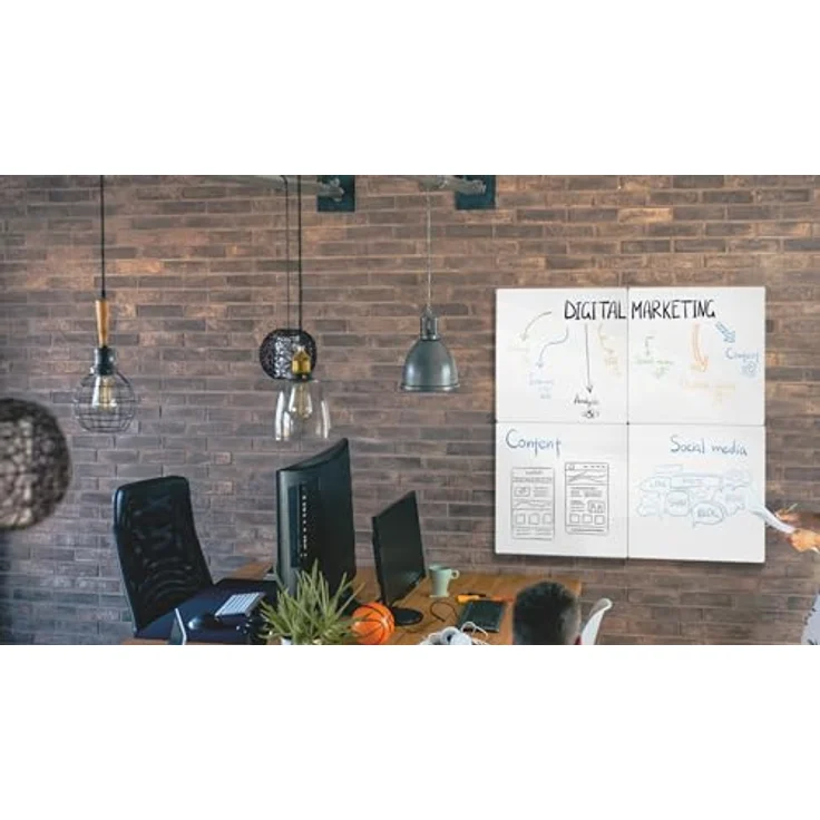 NOBO Whiteboard 60 x 45 cm, rahmenloses magnetisches Maltafel in Weiß mit innovativem Befestigungssystem – Bild 8