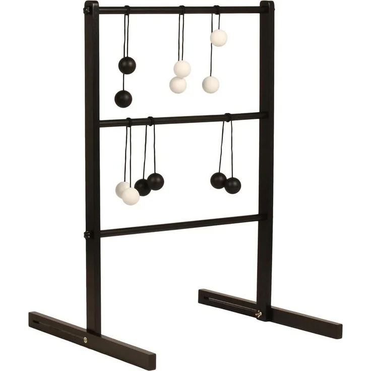 My Hood Ladder Golf (102002), Wurfspiel aus FSC-zertifiziertem Kautschukholz mit 6 Holzbolas in Weiß und Schwarz, einfach auf- und abbauen