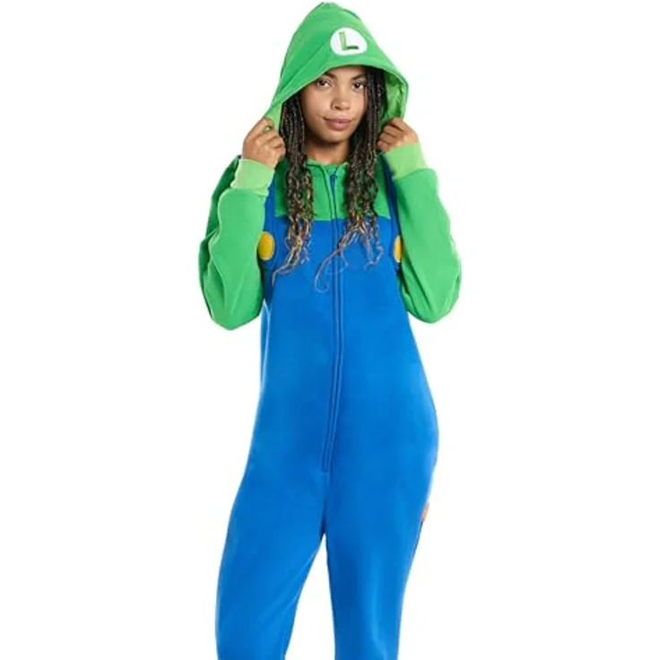 OppoSuits Luigi (XL), offizieller Super Mario Onesie in Grün, gemütlicher Einteiler für Gaming-Nächte und Couch-Momente – Bild 8