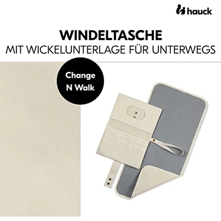 Hauck Wickeltasche Change N Walk - Beige, Windeltasche mit Wickelunterlage, Organizer, Wickeltetui mit Schlaufe – Bild 3