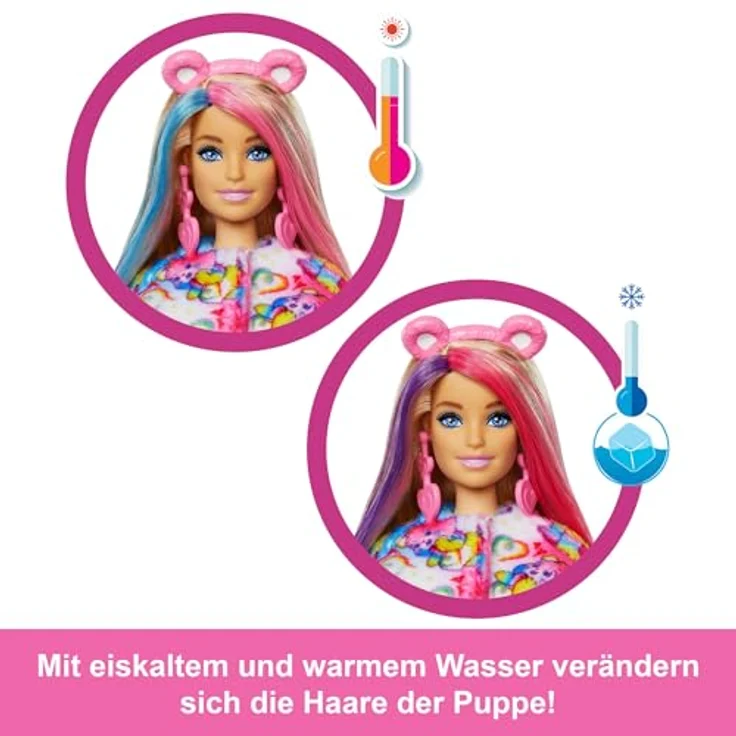 Barbie Cutie Reveal Glücksbärchis Zusammengehörigkeitsbärchi, Anziehpuppe mit 10 Überraschungen, inklusive Rock, Haarreif und wechselnder Gesichtsbemalung – Bild 3