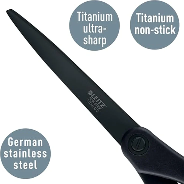 LEITZ 5420-60-95 Bastelschere, Titan Anti-Haft, spitz, 205 mm, schwarz – Bild 3