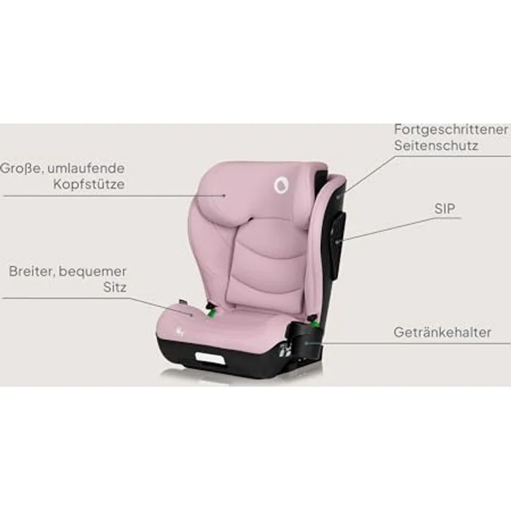 lionelo Autokindersitz NEAL I-SIZE, für Kinder von 100-150 cm, mit Isofix- und Gurtsystem, Getränkehalter, waschbarer Bezug, grau – Bild 8