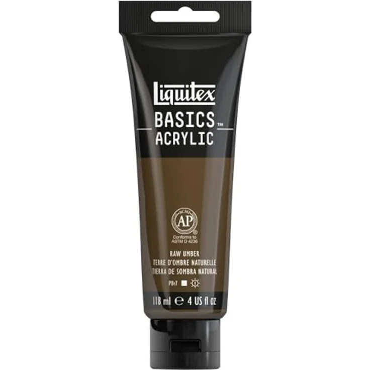 Liquitex Basics Acrylfarbe Umbra Natur, 118ml Tube, lichtecht, mittlere Viskosität, seidenglänzend, monopigmentiert, Archivqualität – Bild 1