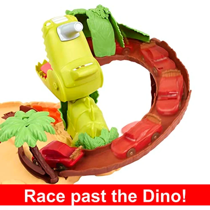 Mattel Disney+ Dino Park Playset, Fahrzeugspielset mit Cave Lightning McQueen und Abschussrampe – Bild 3