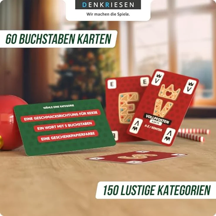 DENKRIESEN Weihnachtsbundle – Spar Set Santa Klaus mit Stadt Land VOLLPFOSTEN A3 Block, Kartenspiel und Hangman Christmas Edition für Familie & Freunde | Ideales Wichtelgeschenk – Bild 5