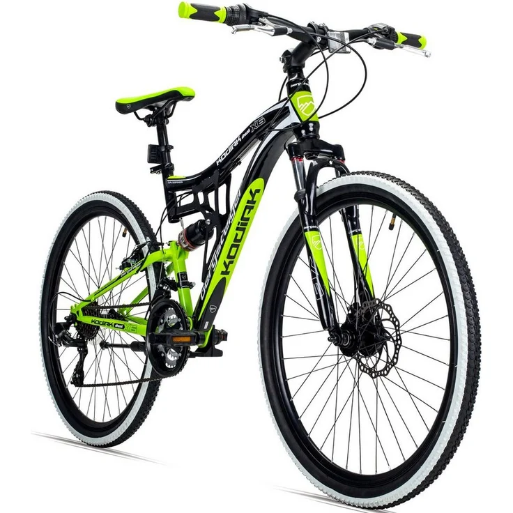 bergsteiger Mountainbike Kodiak 24 Zoll Kinderfahrrad, 8 - 13 Jahre, Mädchen, Jungen, 21 Gang Shimano Tourney RD-TY300 Schaltwerk, Kettenschaltung, V-Bremse & Scheibenbremse, rot