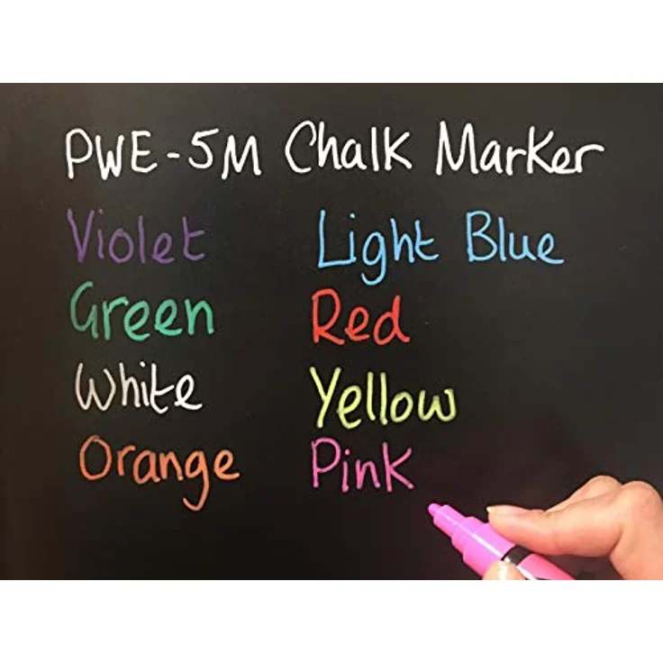 Uni Uni-Ball PWE-5M Flüssige Kreidemarker, Bunt, 8 Stück mit löschbarer Tinte – Bild 3