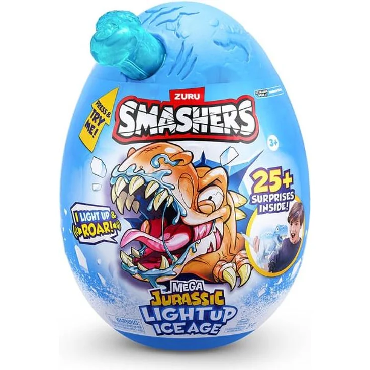 Zuru Smashers Mega Jurassic Light Up Ice Age Ei, Sammelfigur mit 25 Überraschungen und interaktiven Licht- und Soundeffekten