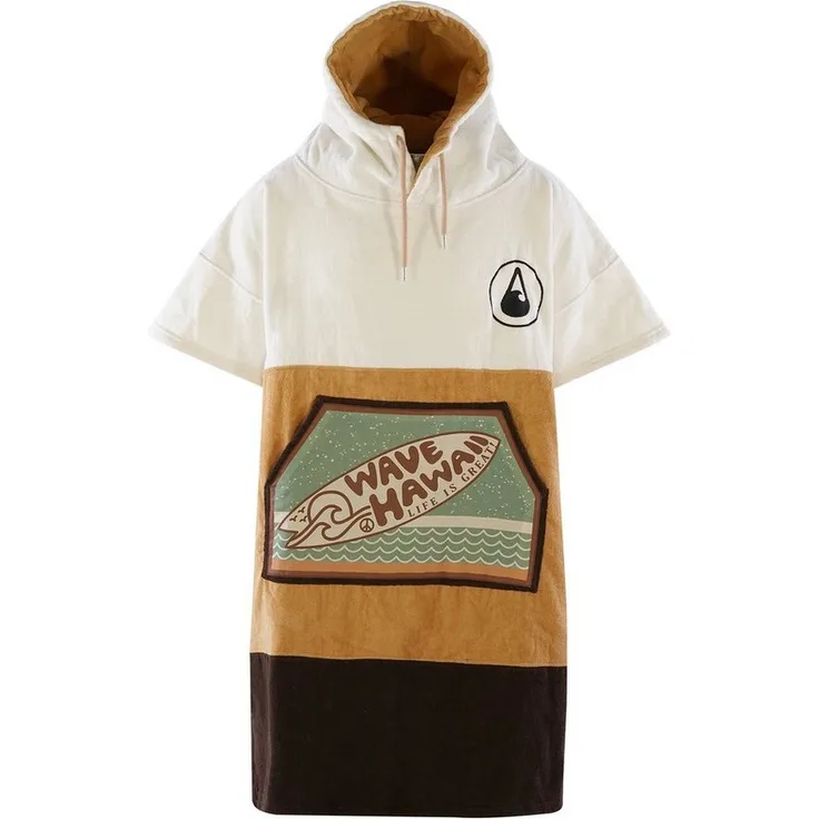 Wave Hawaii Badeponcho Campeche, Velours Poncho mit saugfähigem Frottee, warme Kapuze und große Fronttasche
