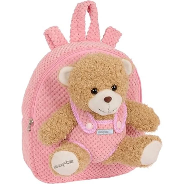 Safta Kindergartentasche, Kinderrucksack mit abnehmbarem Plüschbär, 4,65 Liter, Rosa – Bild 1
