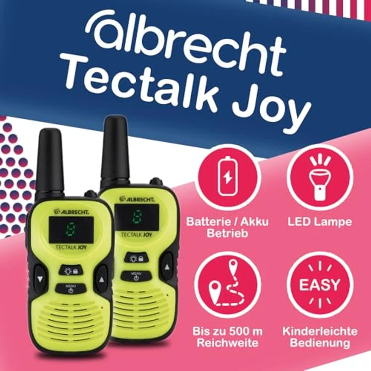 Albrecht Tectalk Joy 29644, PMR-Funkgerät 2er Set mit 8 Kanälen und integrierter Taschenlampe – Bild 2