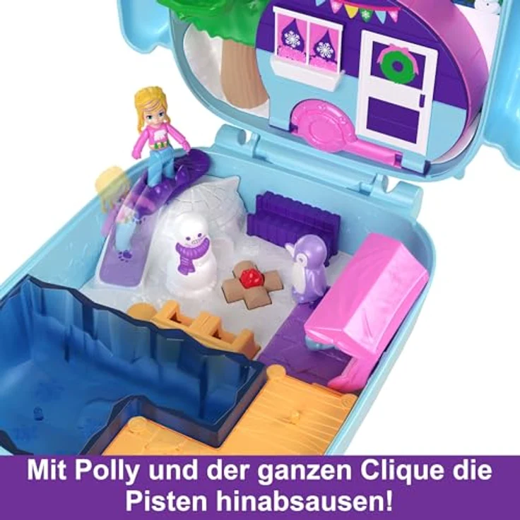 Polly Pocket Pyjamaparty Schnee-Eule, Spielset mit Farbwechseleffekt, 12 Zubehörteilen und Trageriemen für unterwegs, für Kinder ab 4 Jahren, HKV37 – Bild 3