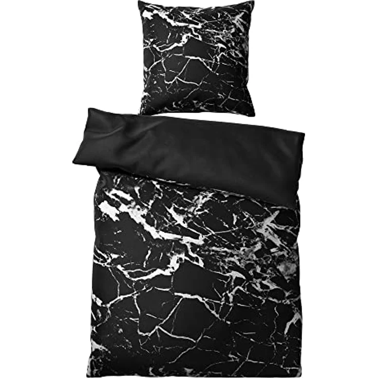 Sanilo® Bettwäsche 135x200 cm, 100% feinste Baumwolle, Wendebettwäsche, Marmor Schwarz – Bild 3