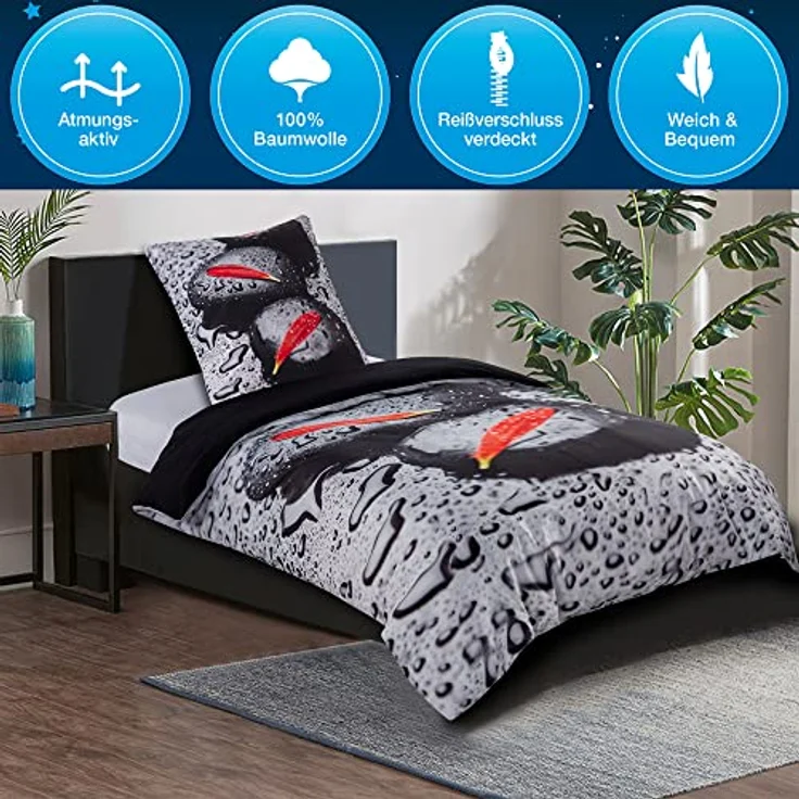 Sanilo® Bettwäsche 135x200 cm, 100% feinste Baumwolle, Oeko-TEX Zertifiziert, Elegance Muster, 2-teilig - Kinderbettwäsche – Bild 4