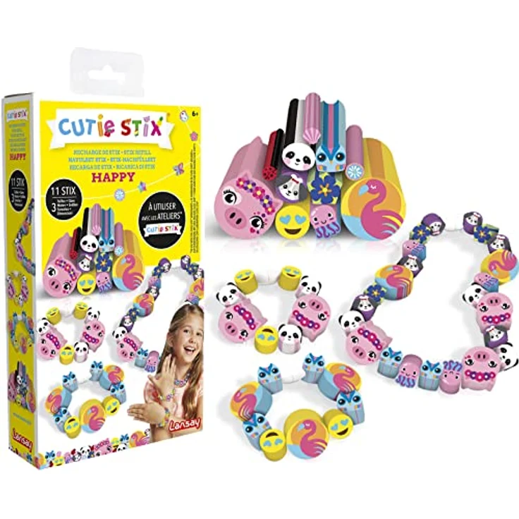 Cutie Stix - Nachfüllset Happy - Kinder-Bastelset für Schmuck - Ab 6 Jahren - Lansay – Bild 2