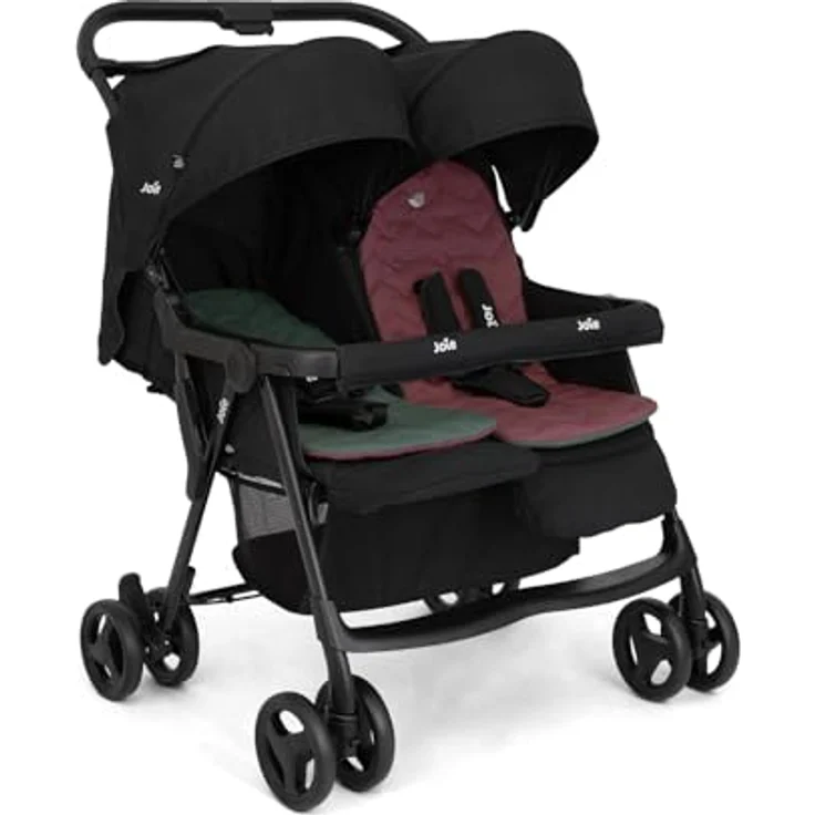 Joie Aire Twin Zwillingsbuggy, mit Regenverdeck, wasserabweisendes Verdeck, UV-Schutz 50+, 4-Rad-Einzelfederung - Joie – Bild 2